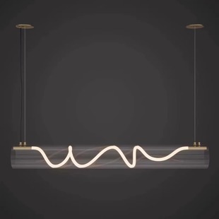 意大利设计师艺术餐厅吊灯现代简约岛台光影异型长条一字吧台灯具