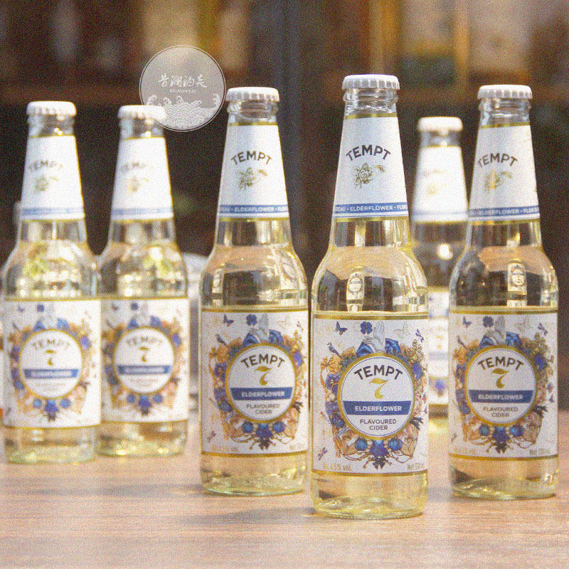 丹麦原装进口诱惑7号果味甜啤酒tempt接骨木味露酒330ml*6瓶七号