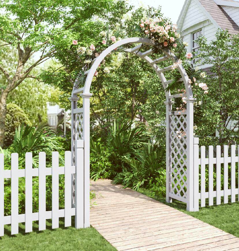 防腐木花园拱门花架庭院月季爬藤架室外园艺木质拱形门别墅葡萄架