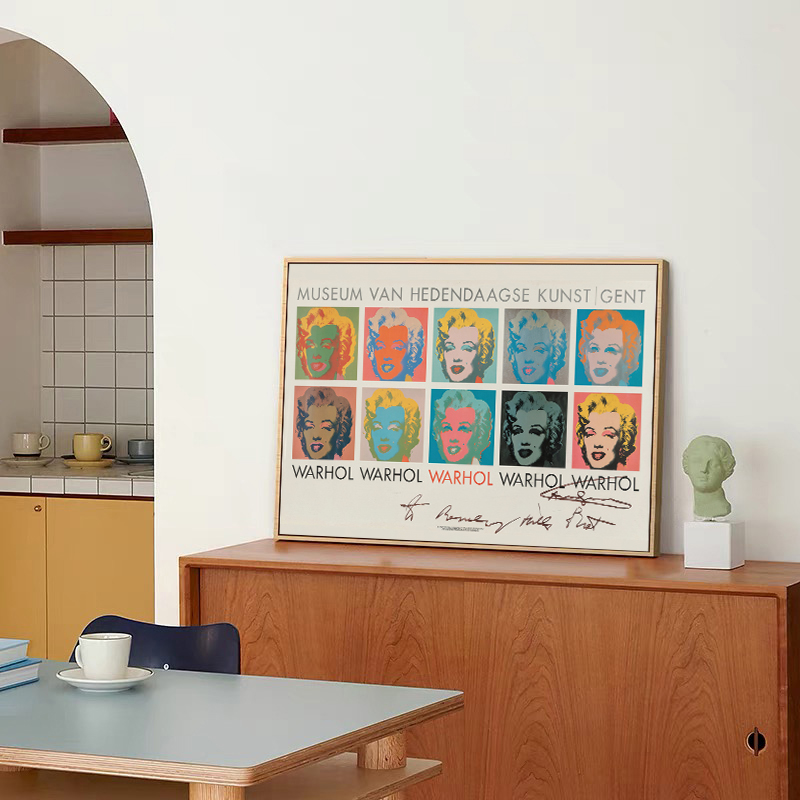 安迪沃霍尔的梦露装饰画高级感小众艺术签名挂画餐厅画复古墙画
