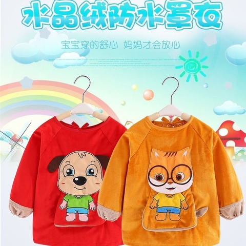 宝宝吃饭罩衣婴儿围兜儿童画画秋冬小孩护衣防水防脏反穿衣小围裙