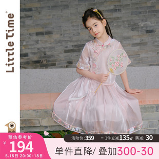 littletime女童中国风汉服套装裙2024新款夏装小女孩新中式两件套