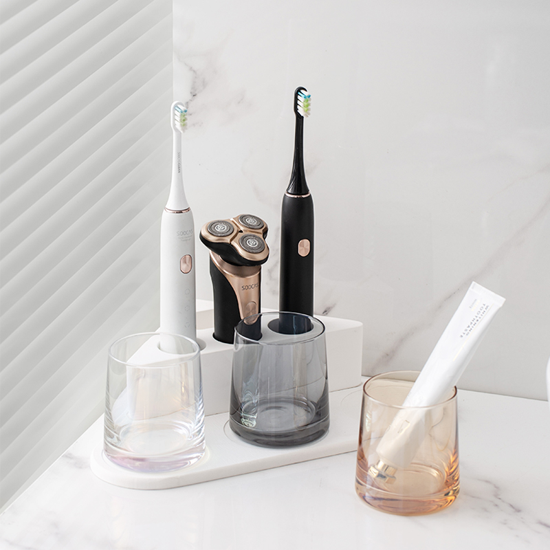硅藻泥电动牙刷架北欧家用洗手台创意转角放置物架漱口杯收纳套装