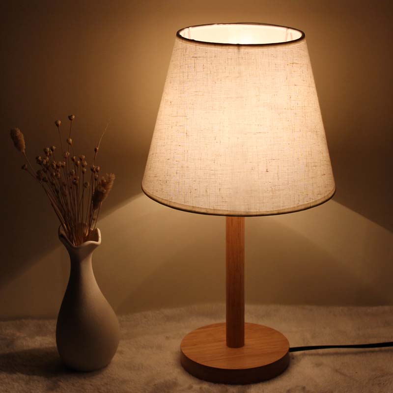  北欧日式简约卧室床头灯 现代简约温馨创意 可调节原木质小台灯-瓦力照明