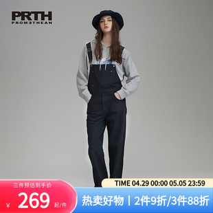 PRTH复古美式工装减龄牛仔背带裤女春夏小个子酷盐系吊带裤男潮流