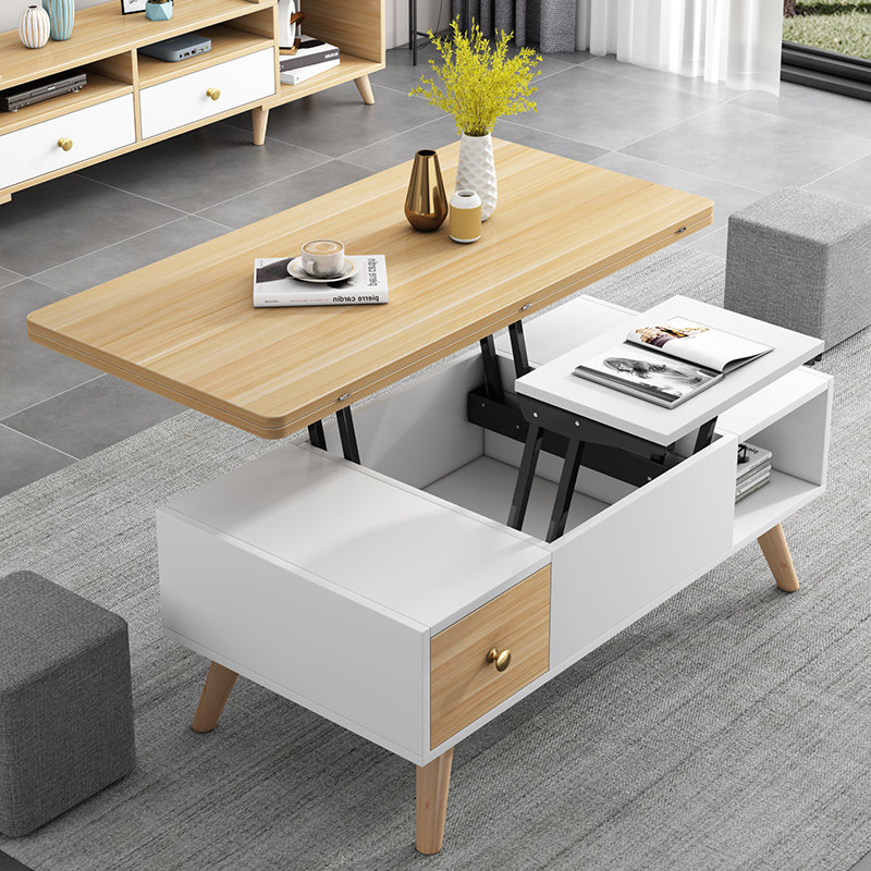 小户型北欧升降茶几变餐桌两用一体式多功能客厅家用折叠创意饭桌