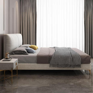 轻奢布艺床北欧科技布床现代简约1.5储物实木双人床主卧软包婚床