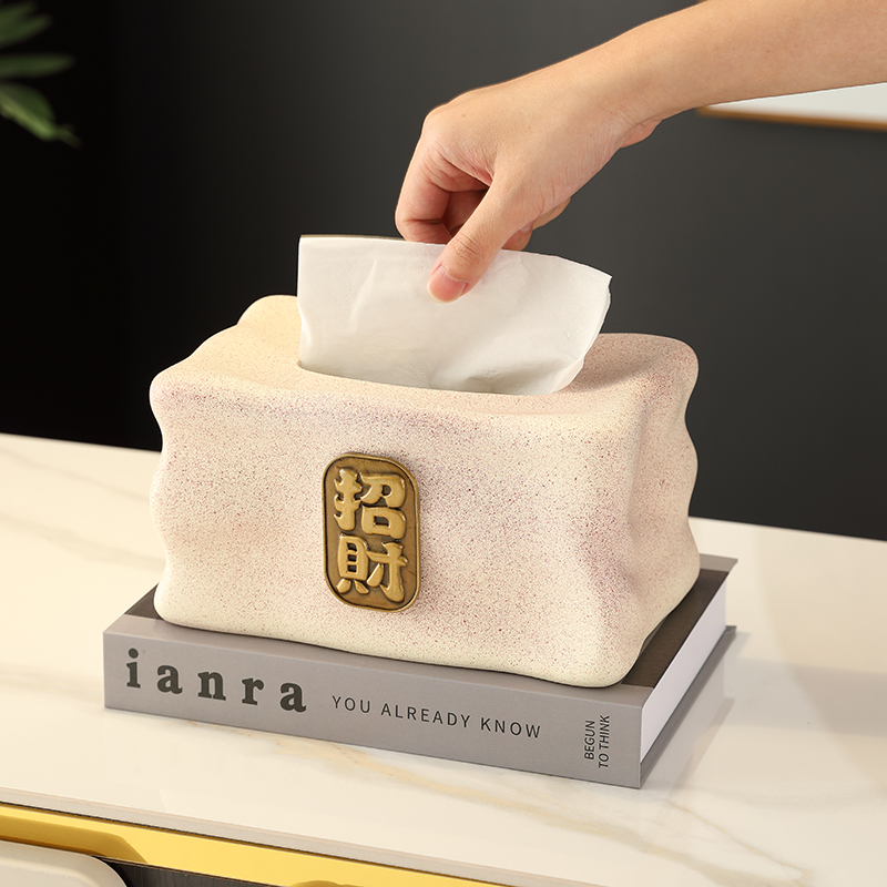 新中式纸巾盒创意客厅陶瓷抽纸盒高档现代简约家用茶几装饰小摆件