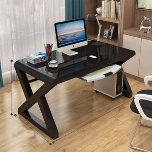 钢化玻璃电脑桌台式家用简约现代桌学习桌稳固加大型电脑桌