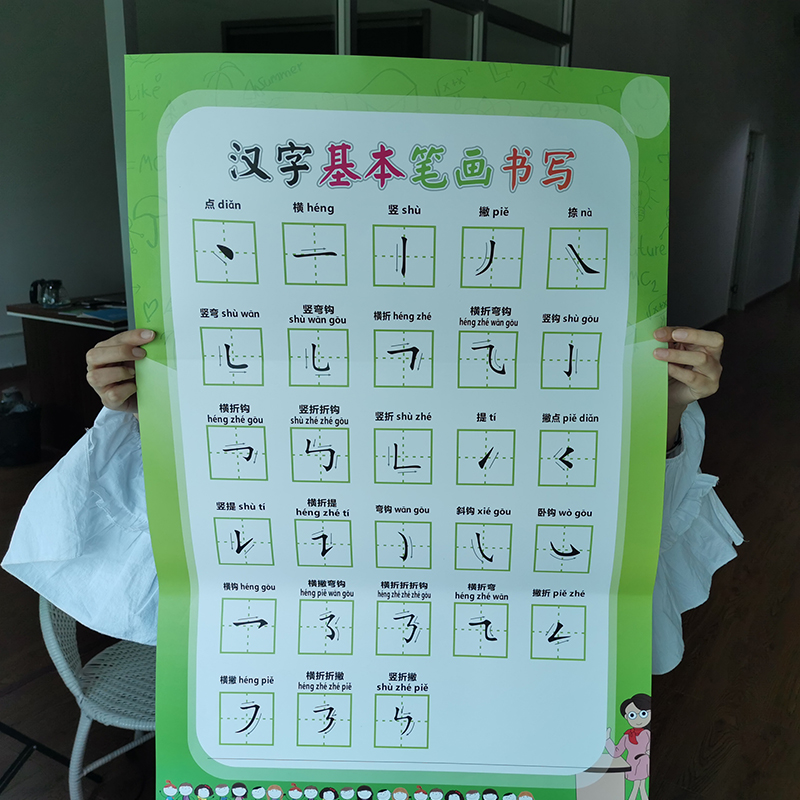 汉字笔画笔顺横折弯钩书写挂小学生笔顺笔画名称横折弯钩挂图认知