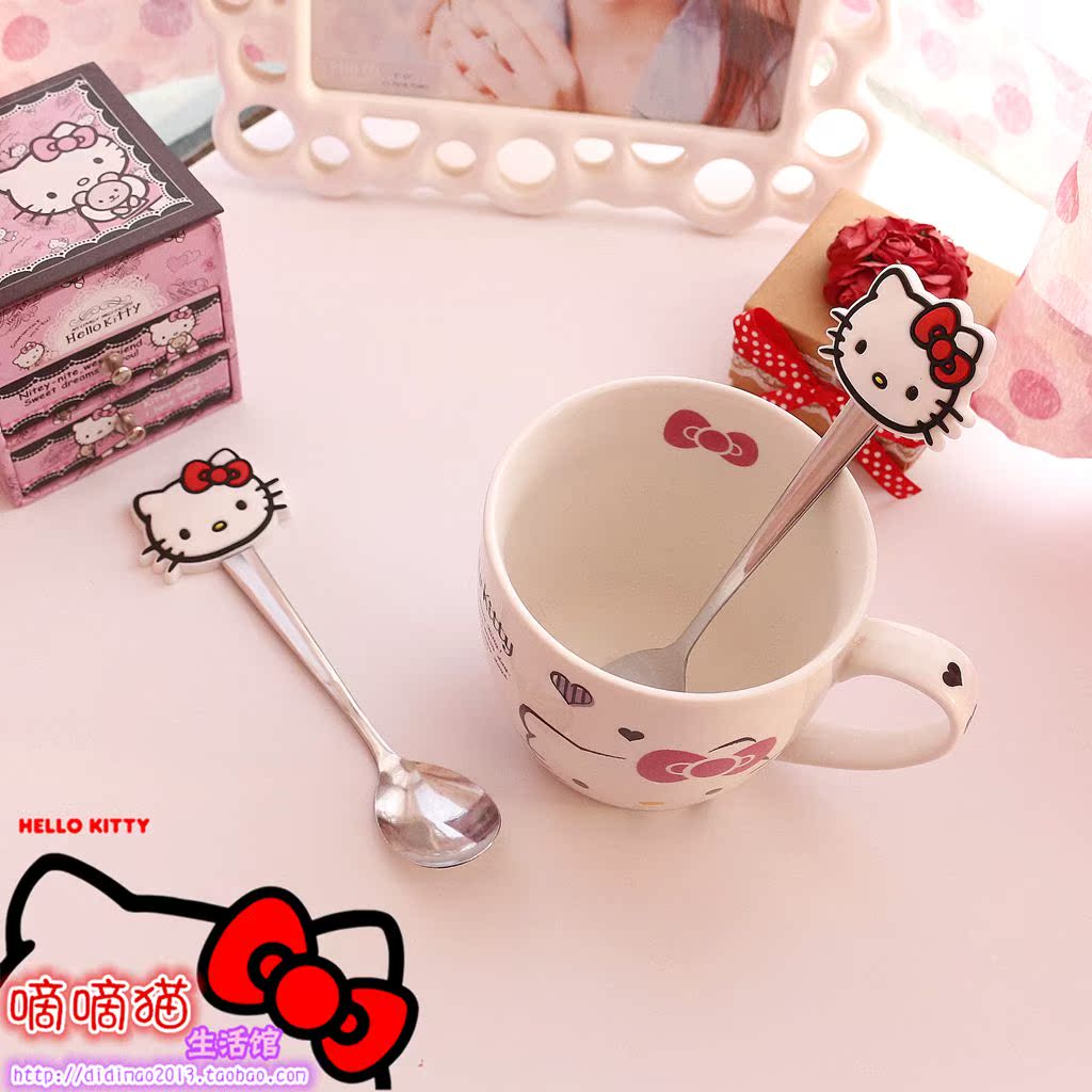 HelloKitty勺子 可爱卡通不锈钢勺子硅胶手柄儿童勺子咖啡搅拌勺在类目 餐饮具, 餐具, 叉/勺/筷套装中 - 来自Buy2taobao.com提供专业的淘宝代购服务