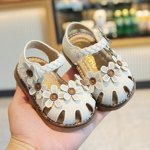 女宝宝鞋子夏季新款包头婴儿凉鞋0一1-3岁半软底学步鞋女童公主鞋