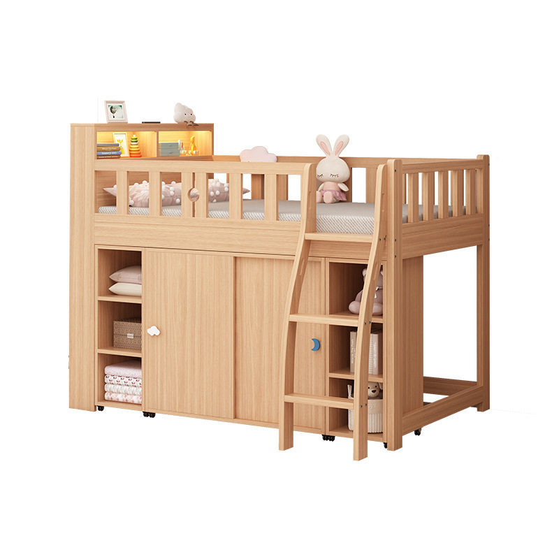 上下床男生带衣柜半高床实木高低床书桌一体小户型上床下桌儿童床