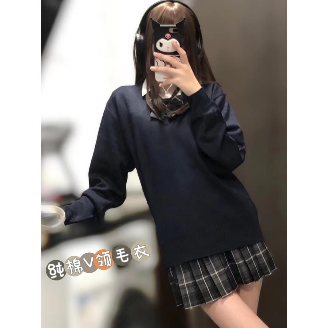 现货＜纯棉针织V领毛衣＞日系JK制服校园风 男女装学生制服班团服