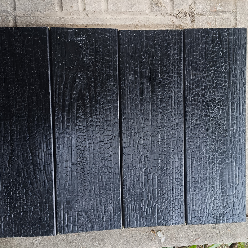 碳化木板烧杉板火烧木深度碳黑木板炭黑木纹板龟裂纹爆裂纹炭化板