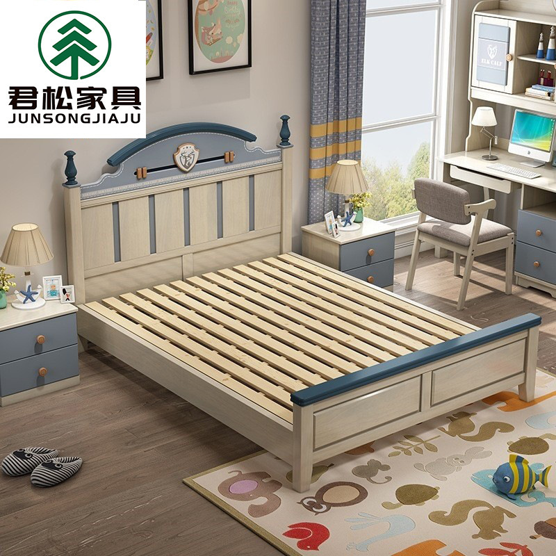 实木儿童床1.2m男孩女孩青少年现代简约环保水性漆套房家具单人床