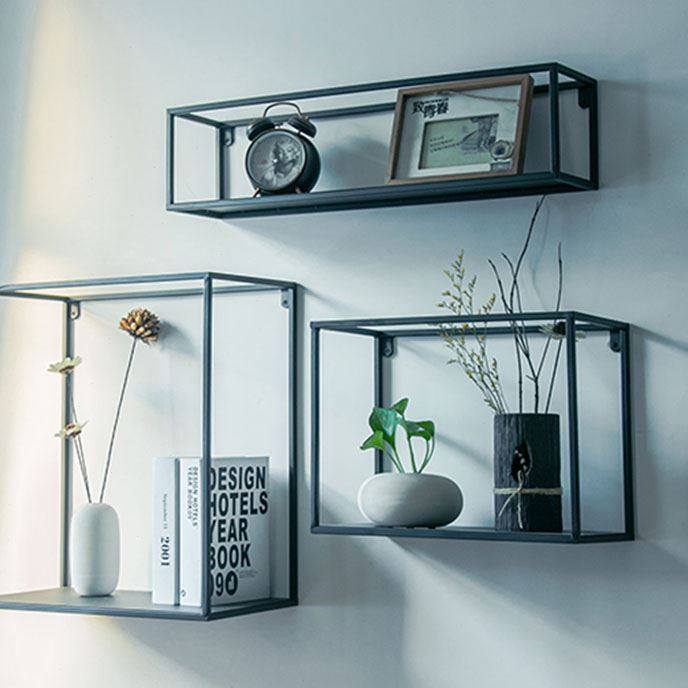 墙上壁挂置物架铁艺一字搁板书架复古工业风框架客厅墙壁展示架子