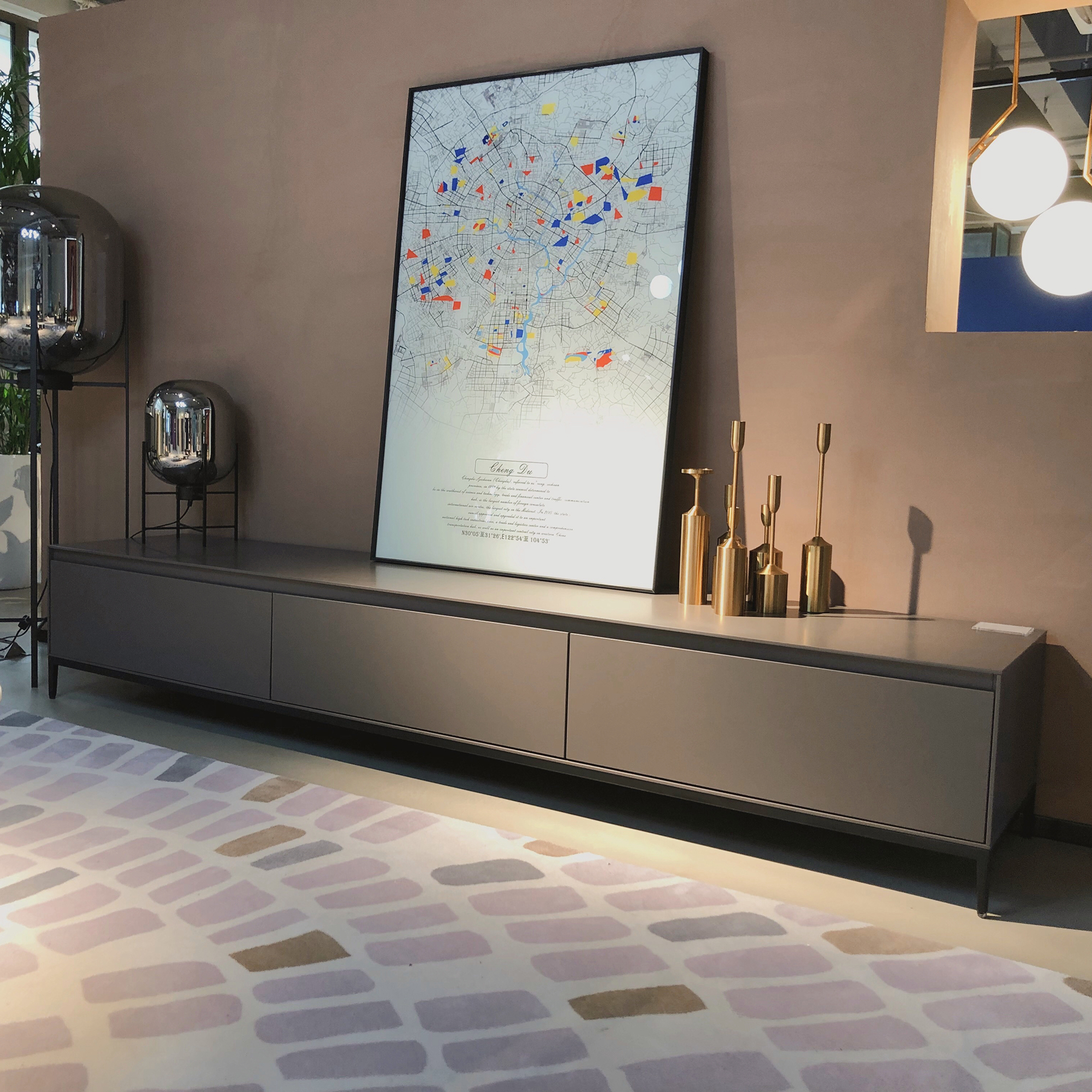 意式极简高级灰北欧简约组合电视柜