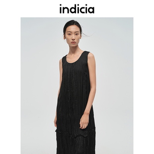 indicia标记商场同款24年夏新款褶皱设计感无袖连衣裙6B406LQ384C