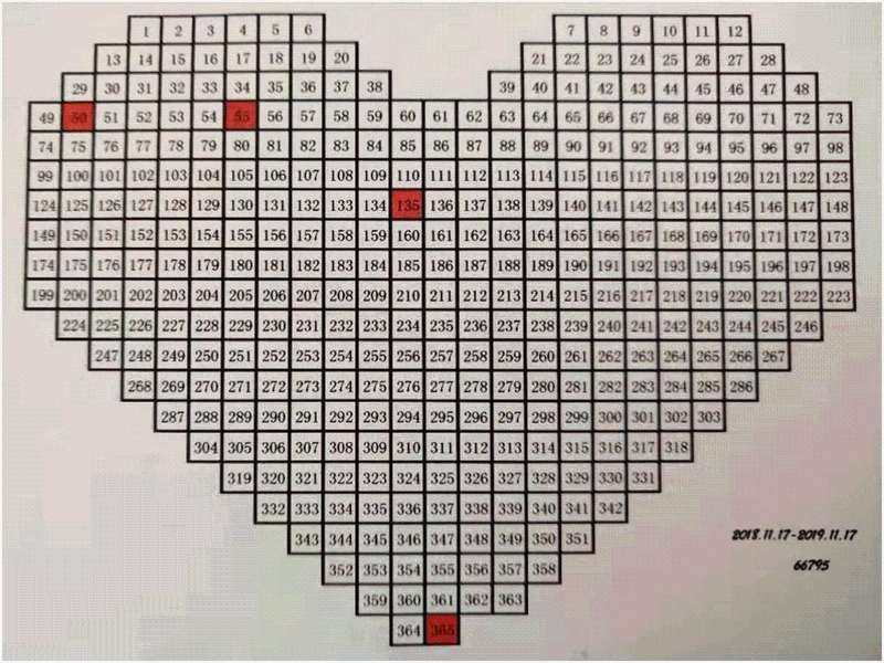 365天存钱计划表心形365天存钱计划表贴纸存钱计划表365天表格