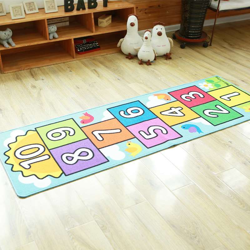 蓝色地毯地垫幼儿园儿童游戏毯客厅卧室跳房子爬爬垫可机洗长方形在类目 居家布艺, 地毯中 - 来自Buy2taobao.com提供专业的淘宝代购服务