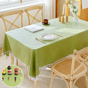 棉麻桌布防水防油免洗高级感日式布艺纯色茶几长方形餐台布北欧风