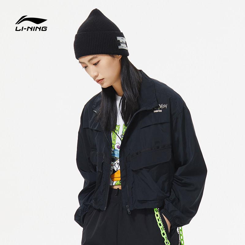李宁反伍badfive风衣女士2022新款开衫长袖外套立领春季运动服