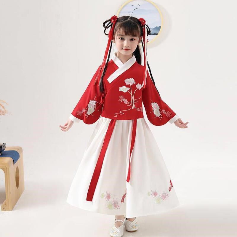春夏新款女童改良汉服古装小女孩演出服襦裙中大童表演服明制袄