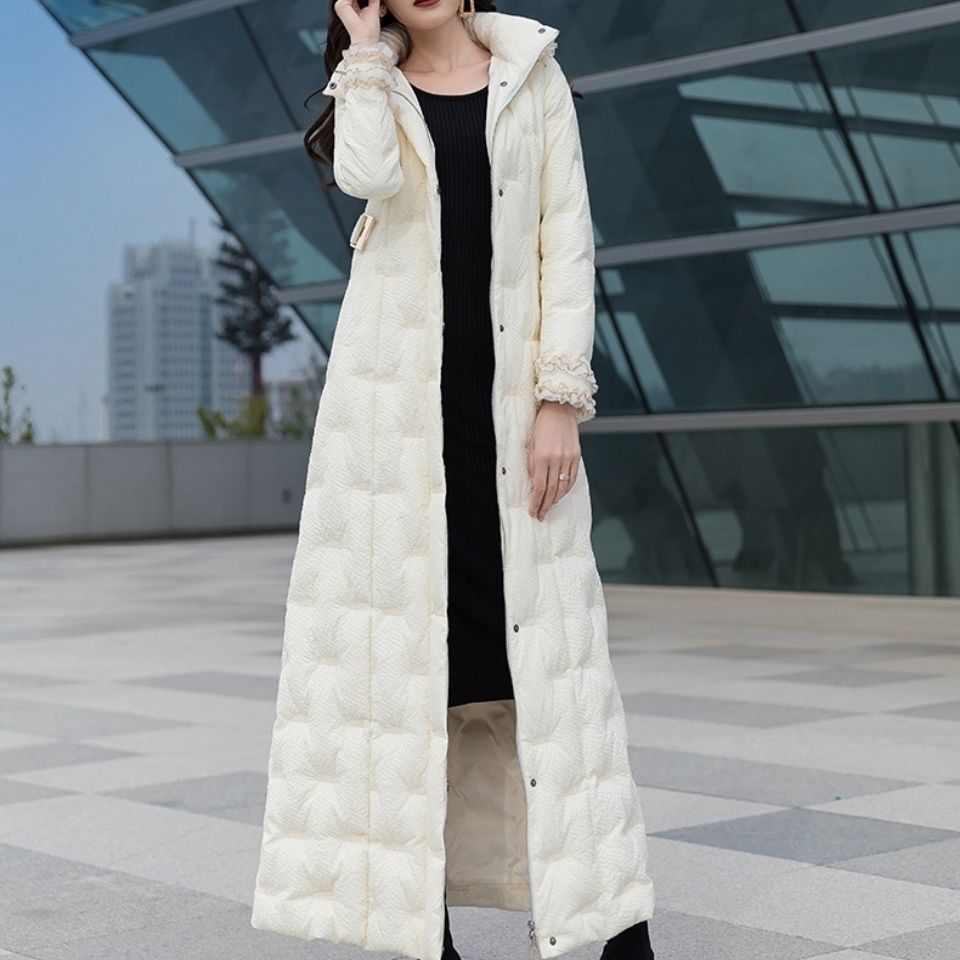 55淘宝新品优惠券100元绿慕羽绒服女士长款过膝超长加厚2021新款冬季