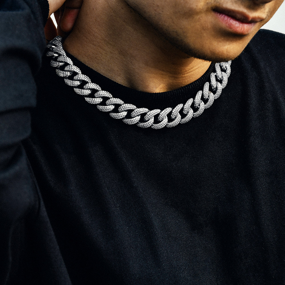 glacierboy周汤豪同款18k三排镶钻古巴链嘻哈首饰