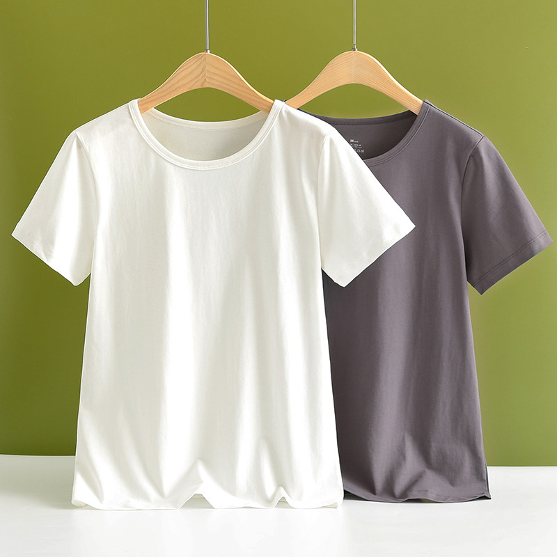 2件春夏季新疆液氨100纯棉短袖打底t恤女薄全棉宽松大码半袖内衣