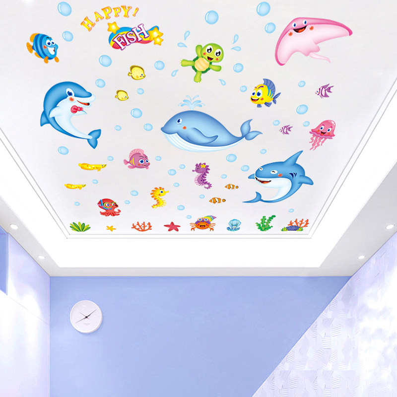 天花板儿童房间布置贴画卡通卧室吊顶装饰屋顶海报墙贴纸墙纸自粘