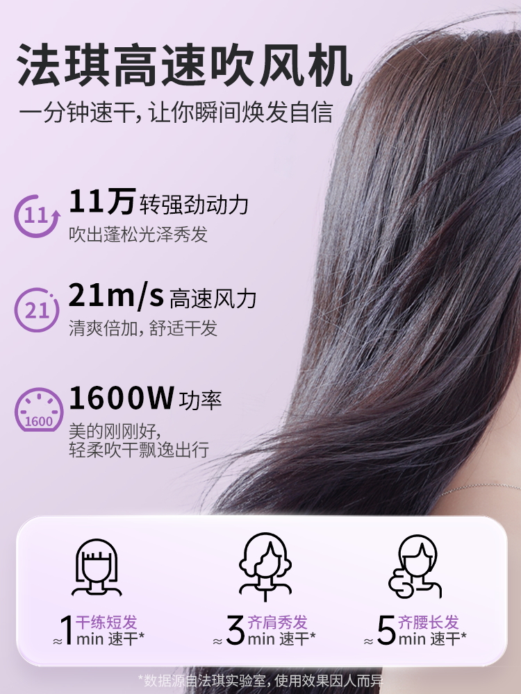法琪高速吹风机护发负离子智能无叶吹风低辐射家用速干静音电吹风