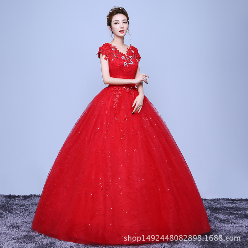 婚紗禮服新娘齊地婚紗壹字肩大紅色v領婚紗2019新款韓式修身顯瘦在類目 女裝/女士精品, 婚紗/旗袍/禮服, 婚紗中 - 來自Buy2taobao.com提供專業的淘寶代購服務