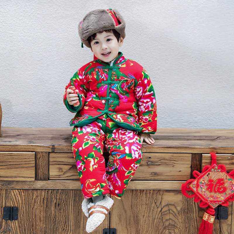 网红小花棉袄中国风女孩复古女童加厚农村乡村儿童今年流行中国风