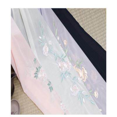 汉服飘带披帛绣花女古风汉服纱红色紫色粉色刺绣印花古装白色披锦