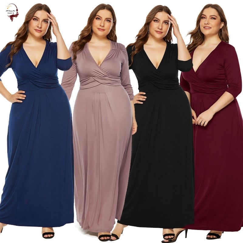 Autumn long dresses big size women deep V sexy party dress在类目 女装/女士精品, 大码女装中 - 来自Buy2taobao.com提供专业的淘宝代购服务