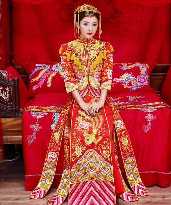 礼服中式古装结婚秀禾服孕妇新娘龙凤褂胖加大码200斤古装春秀禾
