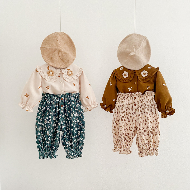 女童套装春季2024新款儿童装时髦洋气宝宝衬衫两件套婴儿衣服春装