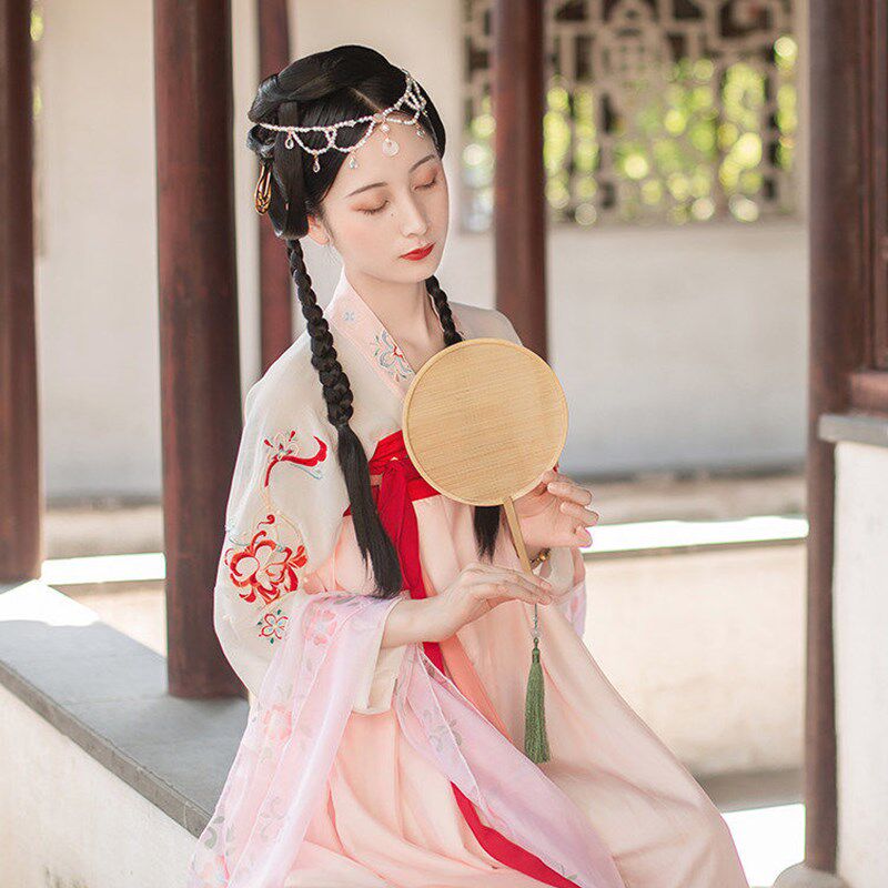 汣渡】汉服女白菜齐胸襦裙重工刺绣全套表演服日常仙女薄纱古装优惠券