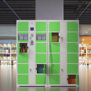 新商场电子存包柜微信手机存放柜超市条码寄存柜单位指纹密码储物,可