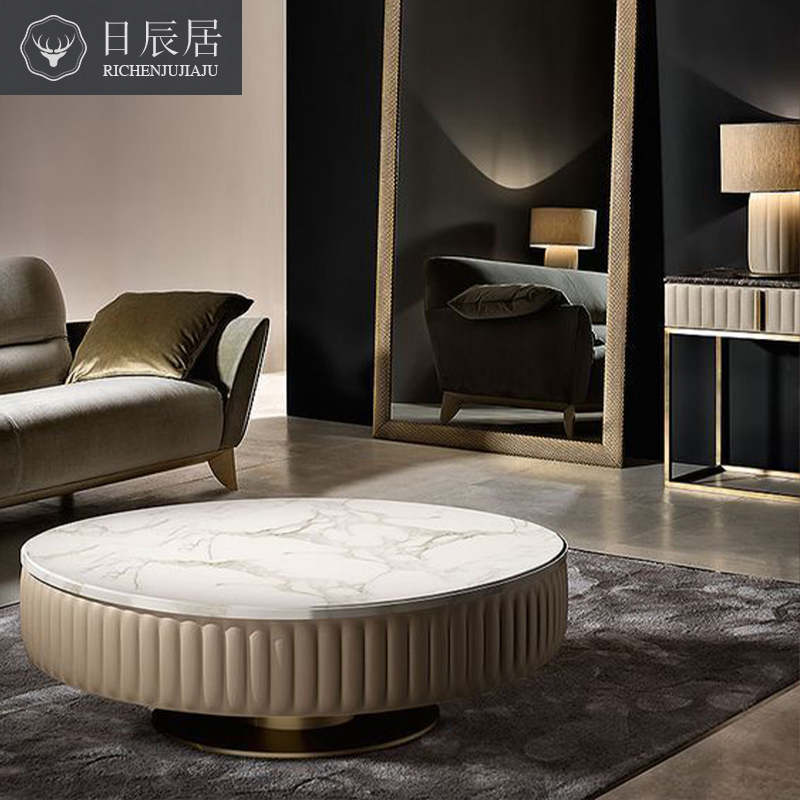 北欧小户型样板房大理石茶几简约现代客厅不锈钢皮艺组合圆桌子|ruв категории жилой мебели, несколько видов, чайный столик - от Buy2taobao.com для оказания профессиональной услуги покупки агента Taobao