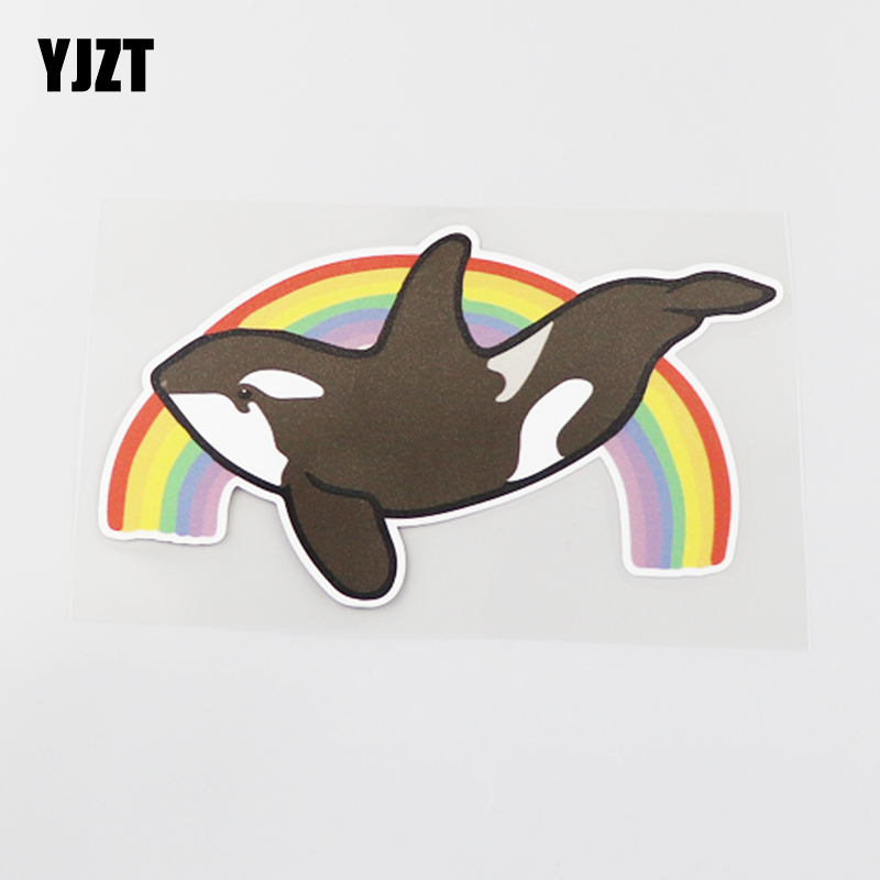 YJZT 创意日系简约彩虹鲸鱼汽车个性装饰贴纸 趣味装饰贴 CST263