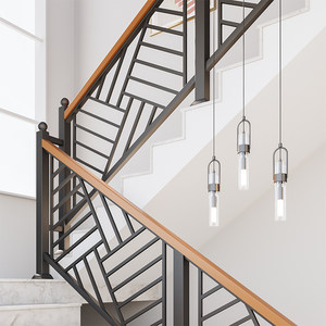 铁艺楼梯扶手实木阁楼榉木围栏简约现代走廊栏杆室内家用阳台护栏
