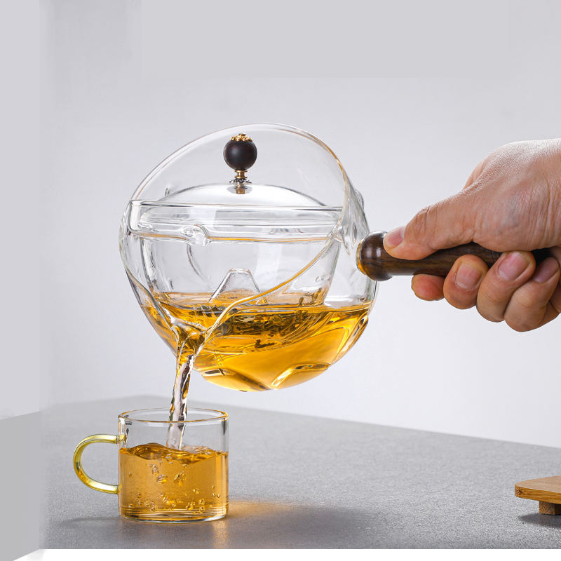 逍遥壶旋转泡茶壶功夫茶具套装玻璃茶壶茶水分离侧把自动泡茶神器