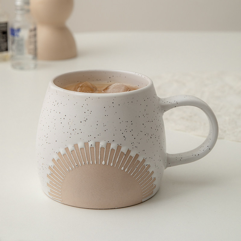 设计感!芝麻釉大肚杯〗陶瓷马克杯水杯ins咖啡杯哑光杯子微瑕