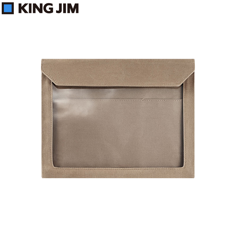 日本King Jim/锦宫文件袋资料袋档案袋IPAD收纳袋加厚帆布A5文具整理袋FLATTY WORKS A5尺寸 5464