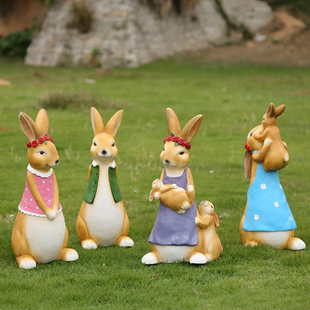 花园庭院装饰卡通创意兔子摆件雕塑树脂大号户外园林别墅工艺品