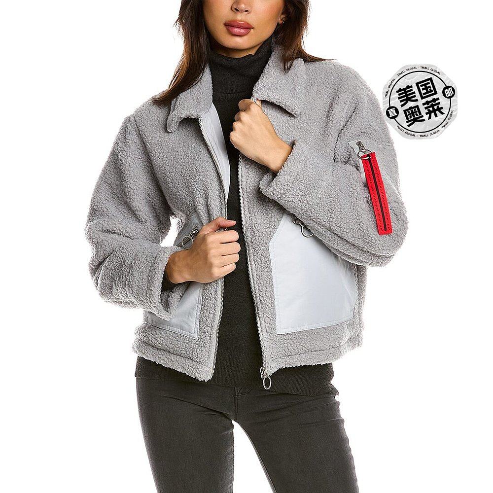 eleven paris十一巴黎泰迪拉链夹克   灰色 【美国奥莱】直发