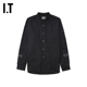 IT CDG COMME des GARÇONS HOMME BLACK情侣款饰绊带纯色长袖衬衫